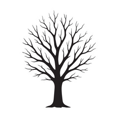 Obraz premium Dead tree silhouette icon vector illustration on white background. Leafless tree symbol design.