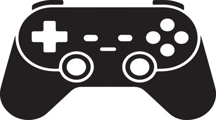 Modern video game controller with buttons and joysticks silhouette