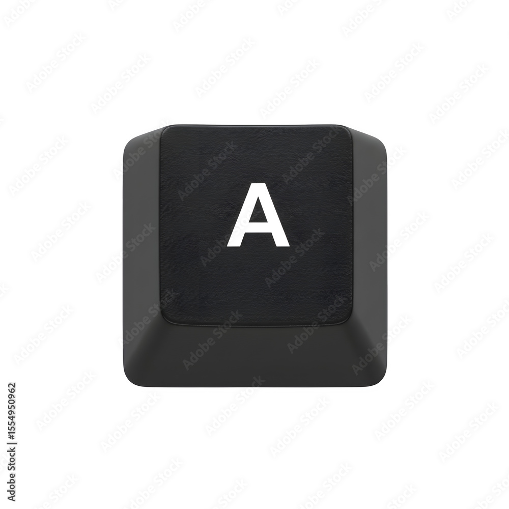 Fototapete single black computer keycap with white letter a – digital technology and keyboard input concept, is