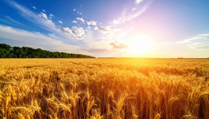Obraz premium wheat field at sunset