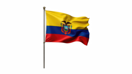 Ecuadorian flag waving in the wind with bright colors  