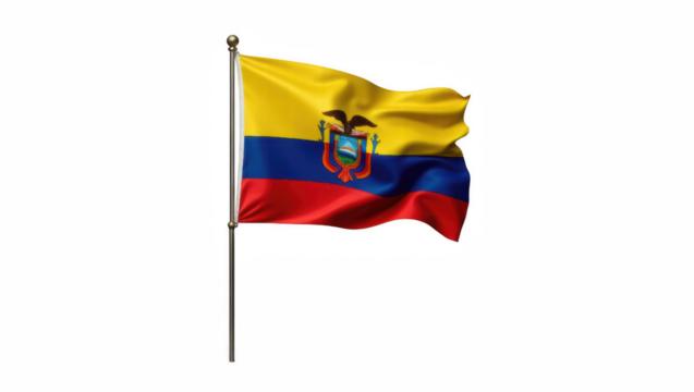 Ecuadorian flag waving in the wind with bright colors - Powered by Adobe