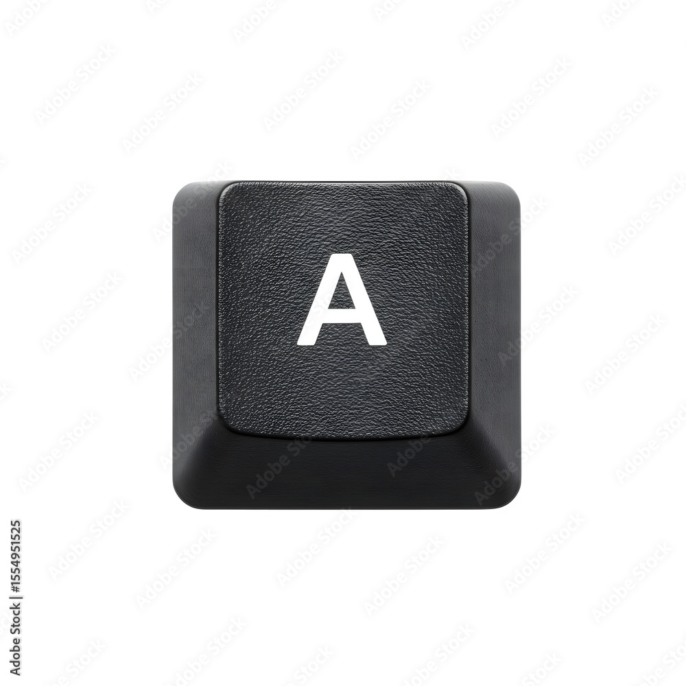 Fototapete single black computer keycap with white letter a – digital technology and keyboard input concept, is