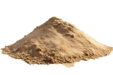Desert sand pile isolated on a transparent background highlights the fine texture and natural color of sand commonly found in arid environments