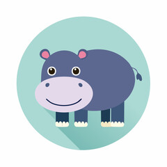 Obraz premium Adorable Cartoon Hippopotamus Illustration Perfect for Kids' Projects and Designs