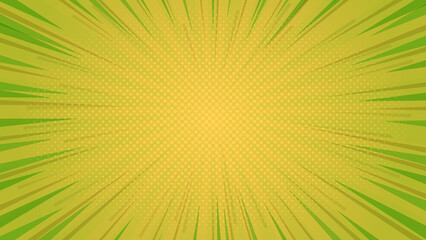 Abstract Yellow comic background. Art pop cartoon backdrop. Halftone effect pattern. Fun anime...