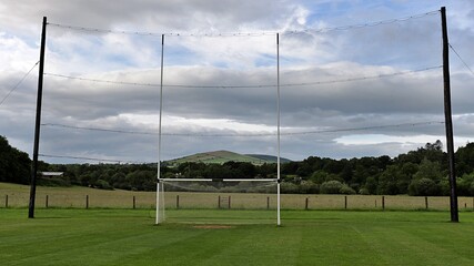 Irish Sport training ground with tall goal posts for gaelic football and rugby