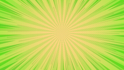 Abstract Green-yellow comic background. Art pop cartoon backdrop. Halftone effect pattern. Fun...