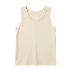 Cream sleeveless cotton tank top with clean, modern look. Ideal for showcasing apparel branding or design previews. Isolated on white or transparent background. PNG format.