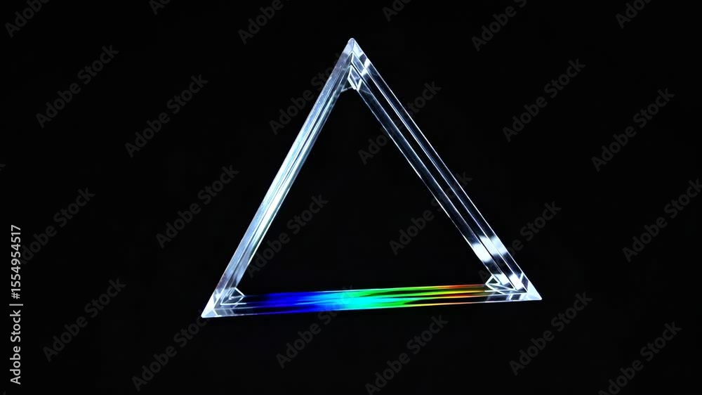 Wall mural a triangular prism projecting a beam of rainbow light into a dark background. the contrast between t