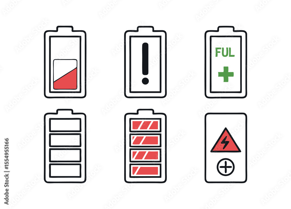 Poster battery icon set in vector style for web and mobile design use.