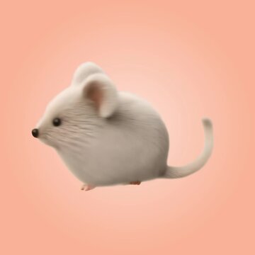 Cute fluffy mouse illustration animation isolated asset, transparent 4K video, alpha channel, ProRes 4444
