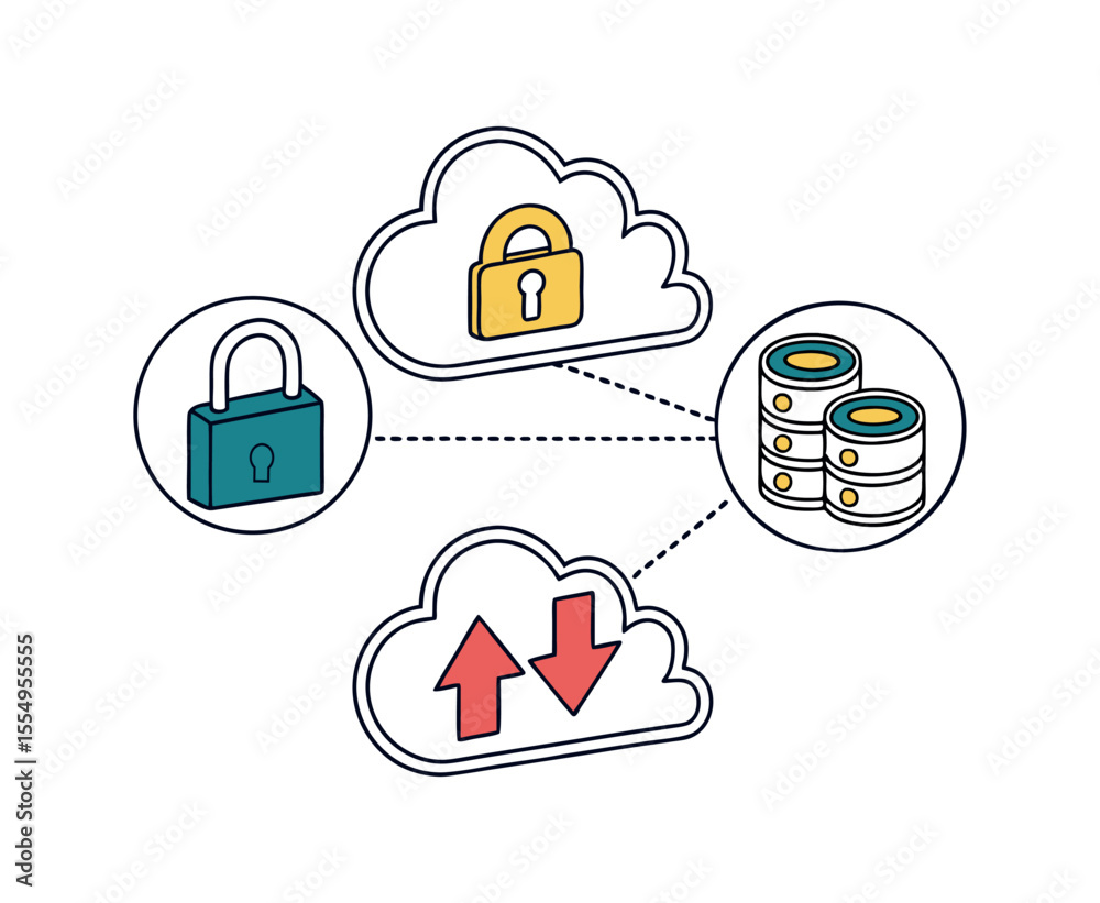 Fototapete Cloud computing and social network concept icon set in vector style for web and technology design.