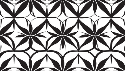 Black and White Abstract Floral Pattern