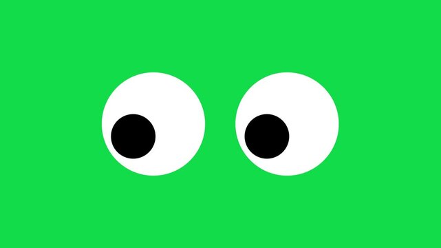Blinking Eye animation on green screen background. Cartoon eyes blinking and moving animation. Animated eye close. blinks an eye. Linear icon Looped video
