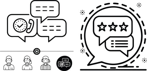 Hand-drawn vector mobile phone icon set for web and business communication