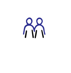 Two simple figures standing side by side in a white background