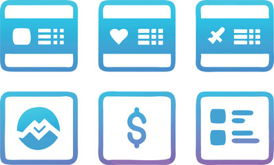 Gradient Blue UI Icon Set  Modern, Minimalist Design Elements for Web and App Development