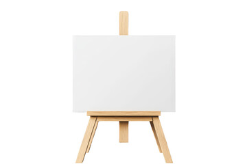 Blank canvas on wooden easel ready for artistic creation in a modern art studio with textured gray walls