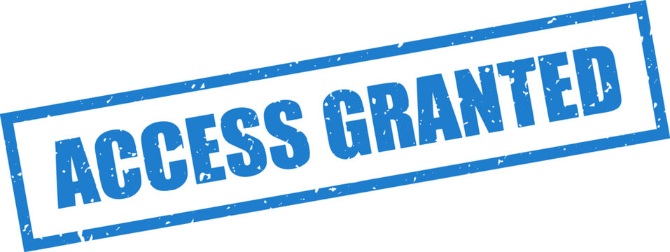 Blue Access Granted Rubber Stamp Word Text Written in Grunge Vector in Sharp Border, Vintage, Transparent Background, Svg, Png