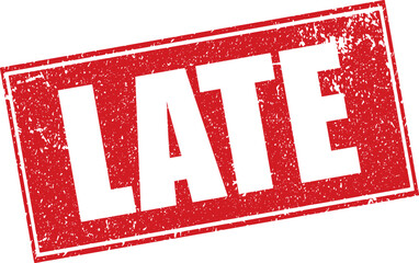 Red Late Rubber Stamp Word Text Written in Reverse Grunge Vector in Double Sharp Border, Vintage, Transparent Background, Svg, Png