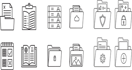 Set of black gas station and gas pump icons with symbols for fuel, technology, and business in vector design