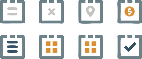 Versatile Calendar Icon Set Design,  Essential UI Elements for Apps and Websites