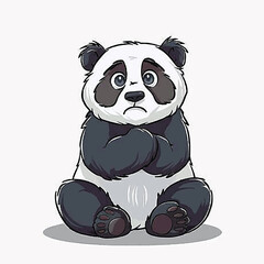 Obraz premium A Cartoon Panda Bear with a Sad Expression