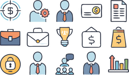 Business Icon Set eps Vector Illustrations for Marketing, Finance, and Management