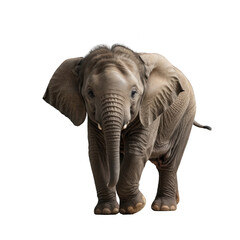 Obraz premium Baby elephant walking towards the camera against white background 