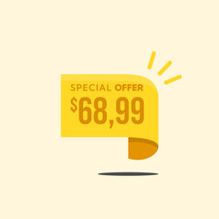 Yellow $68.99 tag style banne...