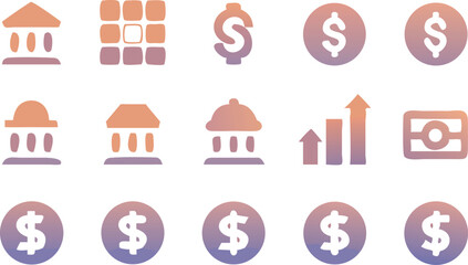 Financial Icon Set Bank, Money, and Finance Icons in Vector Format - Perfect for Business Applications