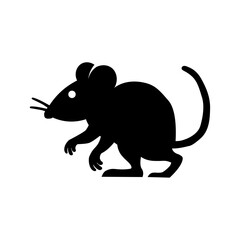 Simple, bold silhouette of a mouse. Ideal for logos, icons, and graphic design projects.