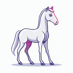 Obraz premium A Cute Cartoonish White Horse in Profile View with Subtle Color Gradations