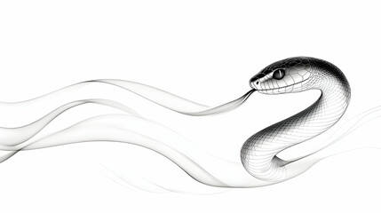 A stylized snake entwined in swirling smoke, exhibiting dynamic movement