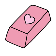 pink eraser with heart