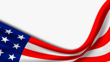 USA flag on white background for Independence Day, July 4th celebration.