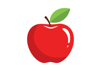 Fresh red apple with bite and green leaf on white background, symbol of knowledge, minimalist design, concept image