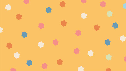 Colorful flower shapes on orange background