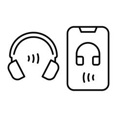 A wireless bluetooth connection icon showing headphones and a mobile device. The icon represents a seamless audio connection for listening.