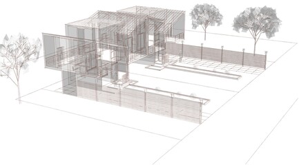  townhouse cottage town concept 3d illustration