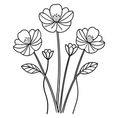 buttercups-line-art-on-white-background