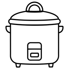 Minimal Rice Cooker Outline Vector