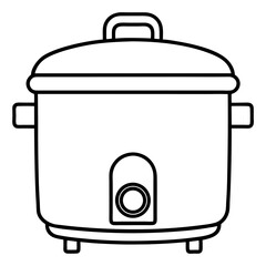 Minimal Rice Cooker Outline Vector