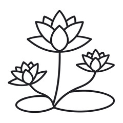 water lily on white background, vector flower, icon on water lily