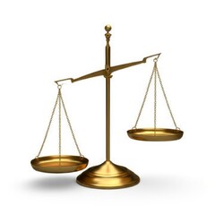 Golden Scales of Justice Isolated on White