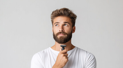 beard man holding electric trimmer