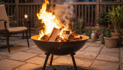 Savoring hot soup cooked over an outdoor campfire, the flame dances, heating the pot as smoke rises from the burning wood