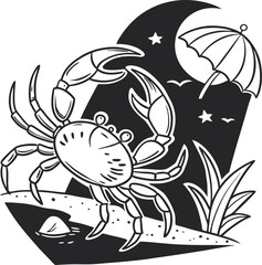 Black and white spider illustration vector design on a white background, perfect for a tribal animal tattoo or nature-inspired floral pattern decoration