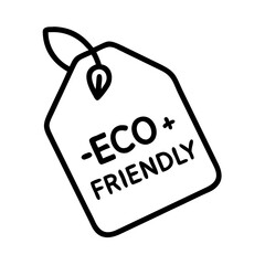 Vector tag icon with &ldquo;eco friendly&rdquo; text, transparent background
